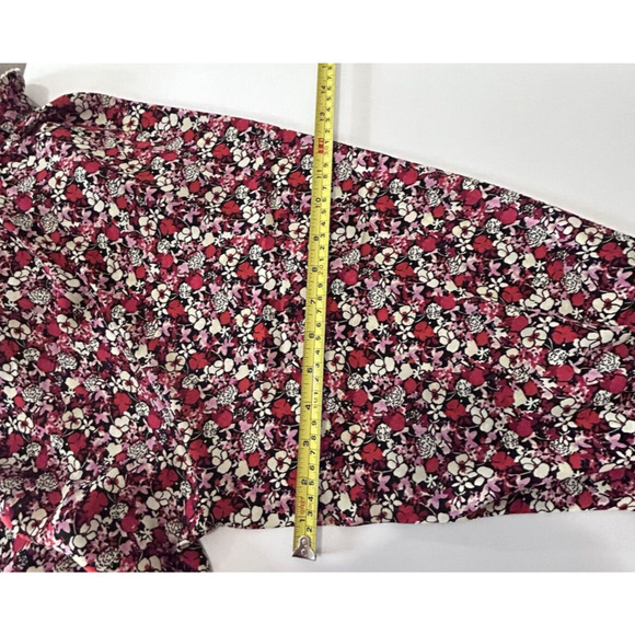 Women Plus 2X Blouse Sanctuary Georgette Red Floral Print Tie Neck Ruffle NWT - Picture 13 of 16